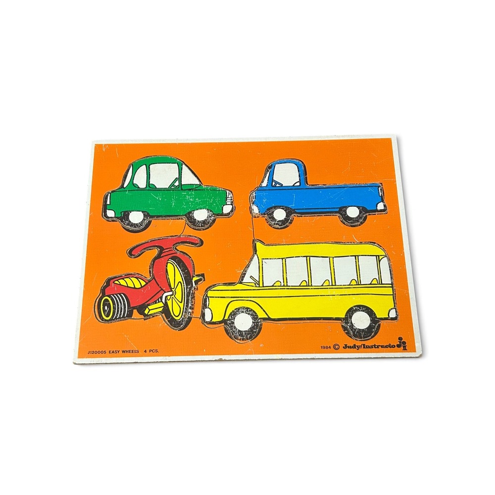 Vintage 1984 Judy/Instructo "Easy Wheels" Wooden Tray Puzzle